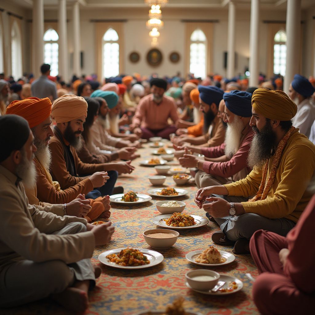 ਸਮੁਦਾਇਕ ਲੰਗਰ ਸੇਵਾ ਦੌਰਾਨ ਭੋਜਨ ਸਾਂਝਾ ਕਰਦੇ ਸੱਭਿਆਚਾਰਕ ਅਦਲਾ-ਬਦਲੀ ਪ੍ਰੋਗਰਾਮ ਦੇ ਭਾਗੀਦਾਰ