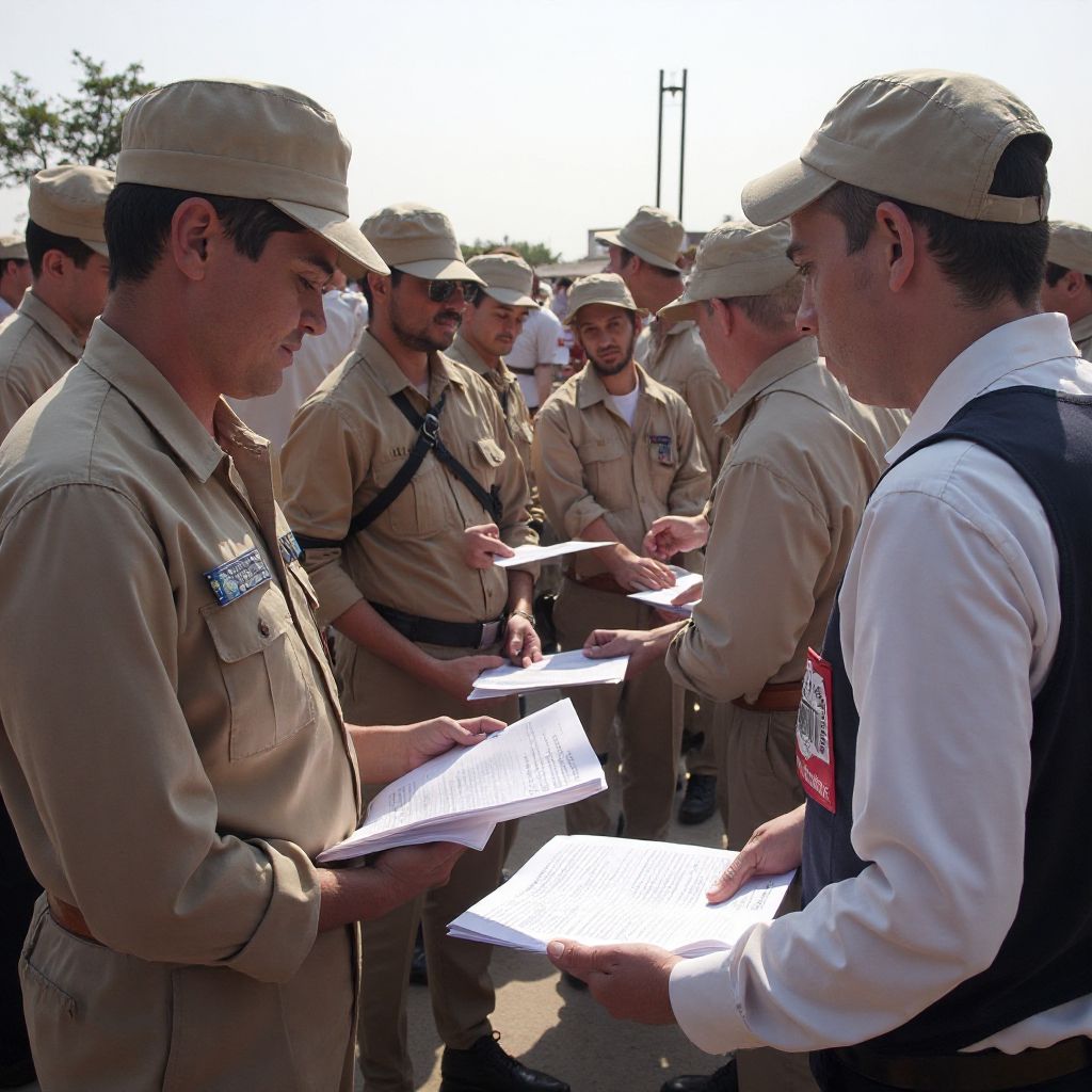 ਵਾਘਾ ਬਾਰਡਰ ਵਿਖੇ ਪਾਰ-ਸਰਹੱਦੀ ਸ਼ਰਧਾਲੂ ਸਮੂਹ ਲਈ ਲਾਜਿਸਟਿਕਸ ਦਾ ਤਾਲਮੇਲ ਕਰਦੇ ਟੀਮ ਮੈਂਬਰ